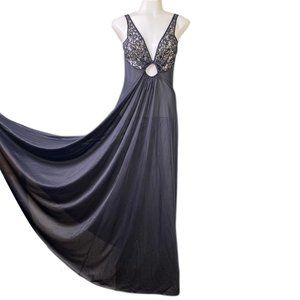Vintage Olga Black Lace Nightgown Negligee